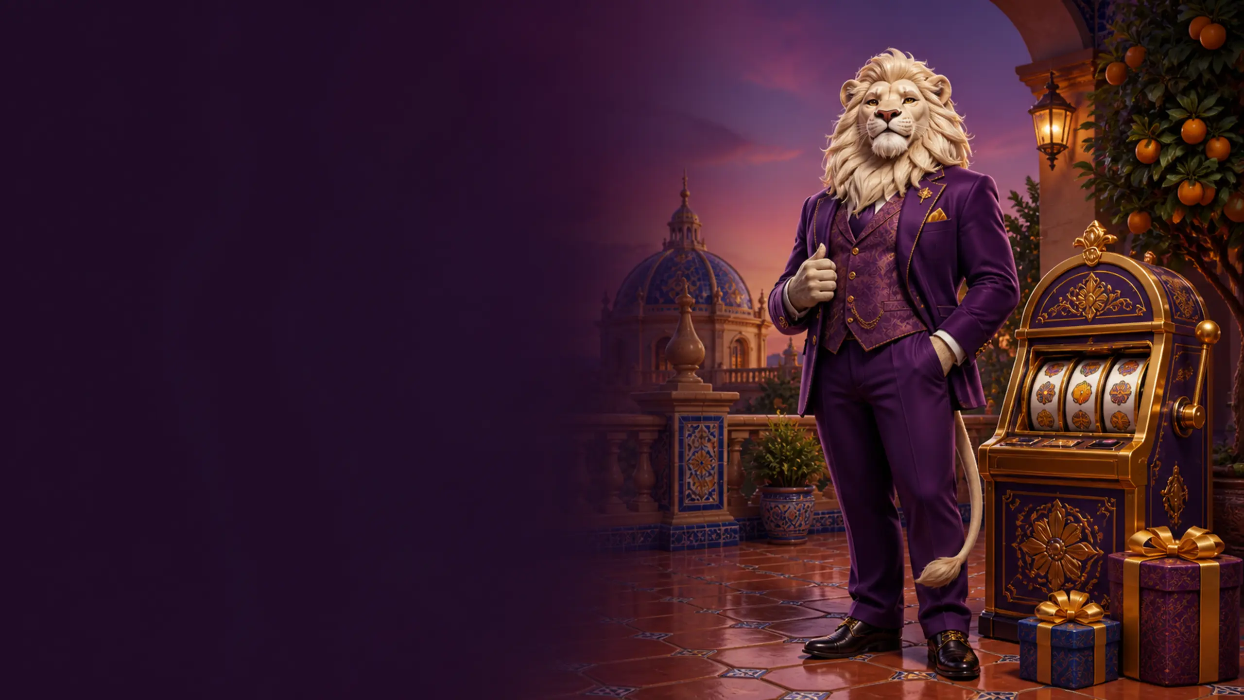 Bonos de Bizzo Casino para España con la mascota león blanco